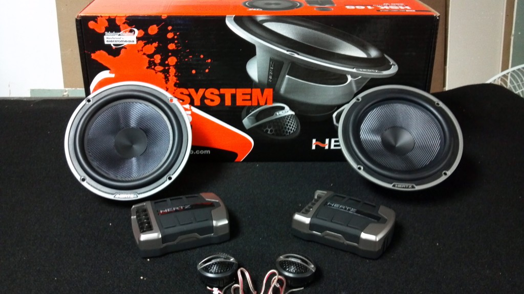 Hertz Hi-Energy 6.5" component set getting ready to be installed in front doors